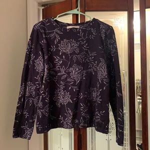Loft Navy Blue Floral Sweater